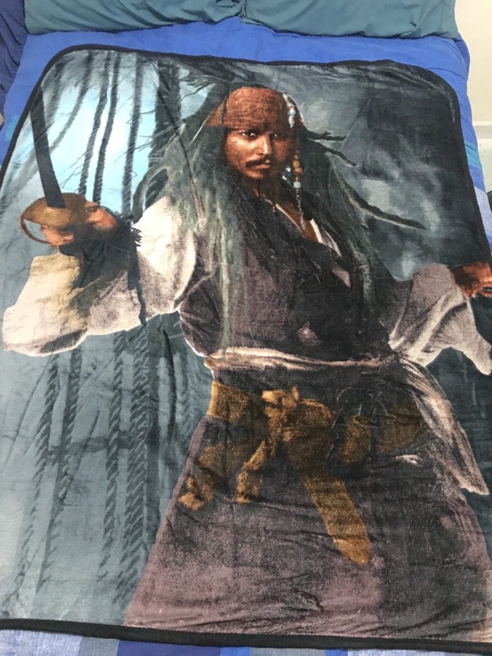 Captain-Themed Dark Gray and Brown Plush Bedding Throw Blanket
